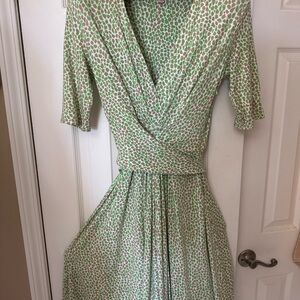 Lilly Pulitzer Green and Pink Midi Dress